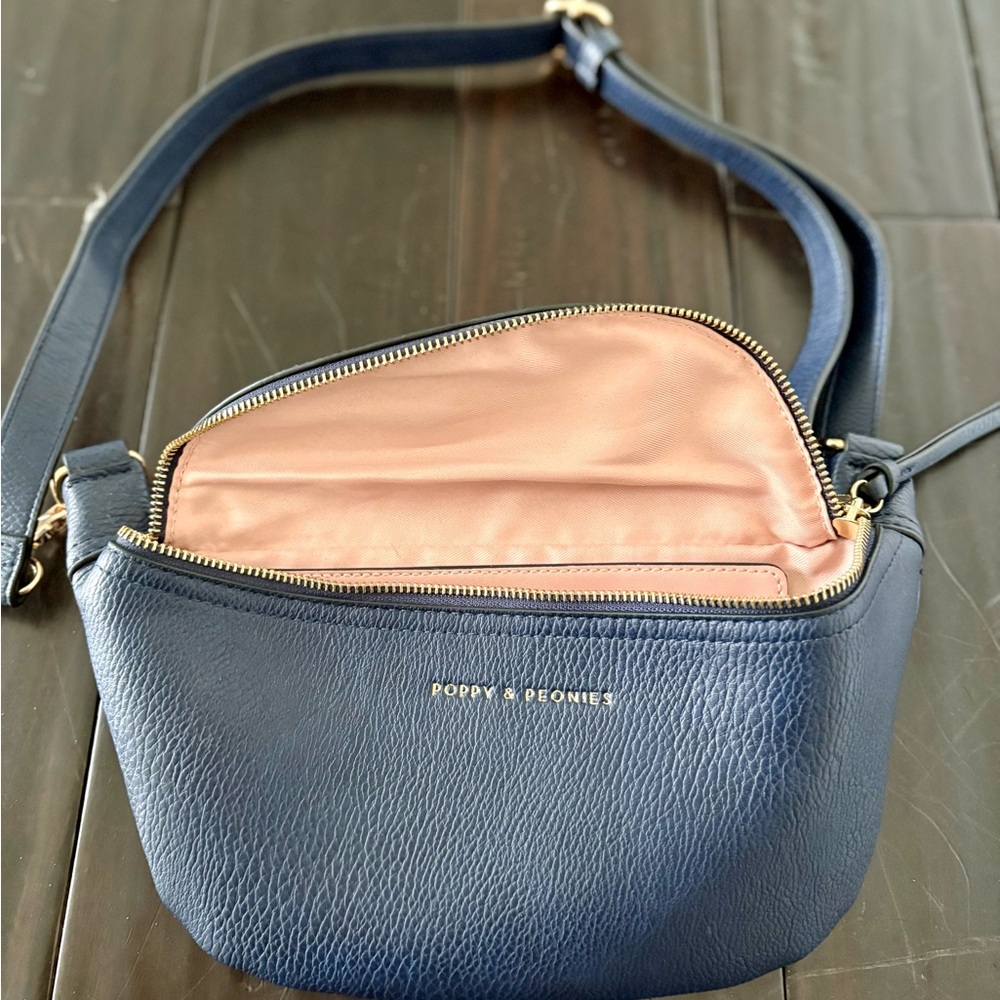 Poppy & Peonies Blue and Pink Crossbody Bag